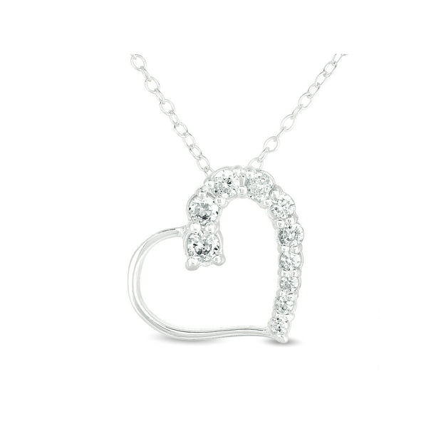 Large Cubic Zirconia Silver Love Heart Charm Pendant 18 Inch Necklace Jewellery